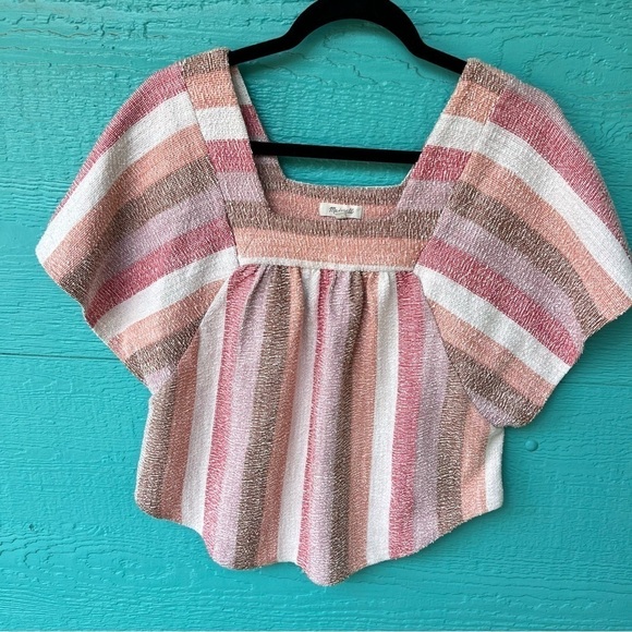 MADEWELL OVERSIZED BUTTERFLY TOP IN SHERBERT STRIPE SIZE XXS - Picture 6 of 9